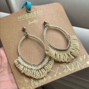 🖤NWT🔺Shiraleah ‘Ivory Dia’ Beaded Fringe Statement Earrings
